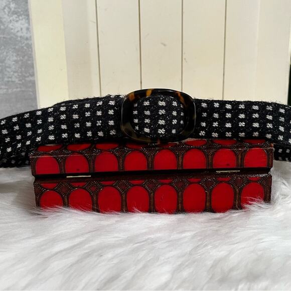 NEW J. Crew Wool Tie Belt 1” Thin Adjustable Waist Belt S/M Charcoal + Grey NWOT - Picture 4 of 16